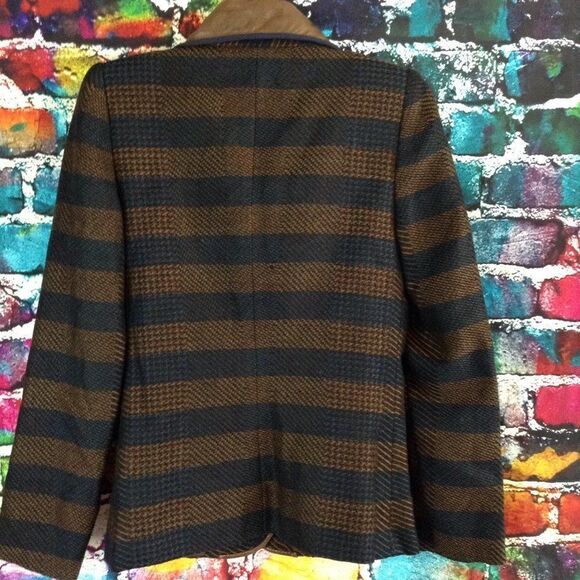 Beatrice Di Borbone Roma Striped Wool Blazer Jacket Medium - Picture 7 of 9